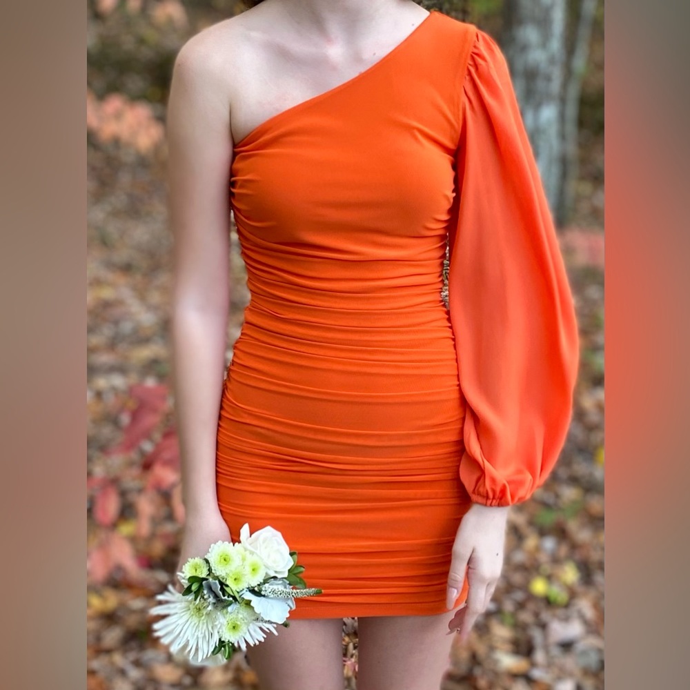 Asymmetrical Hello Molly size xs or us size 2 orange dress